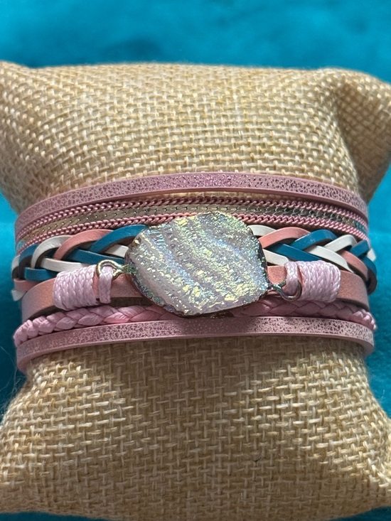 Jewelry - Pink Multicolor Druzy Wrap Bracelet NEW